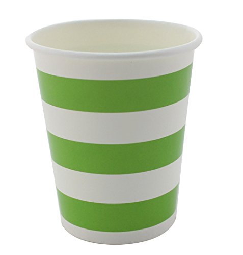Green Striped Paper Drinking Cup